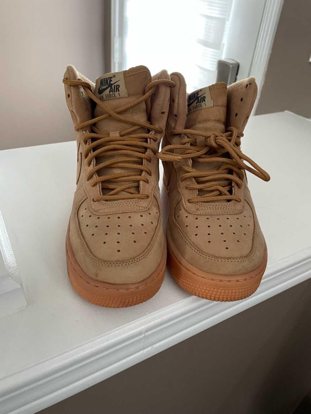 Nike High-Top Sneakers in Wheat/Tan with Gum Sole 6.5Y/8 US woman’s)